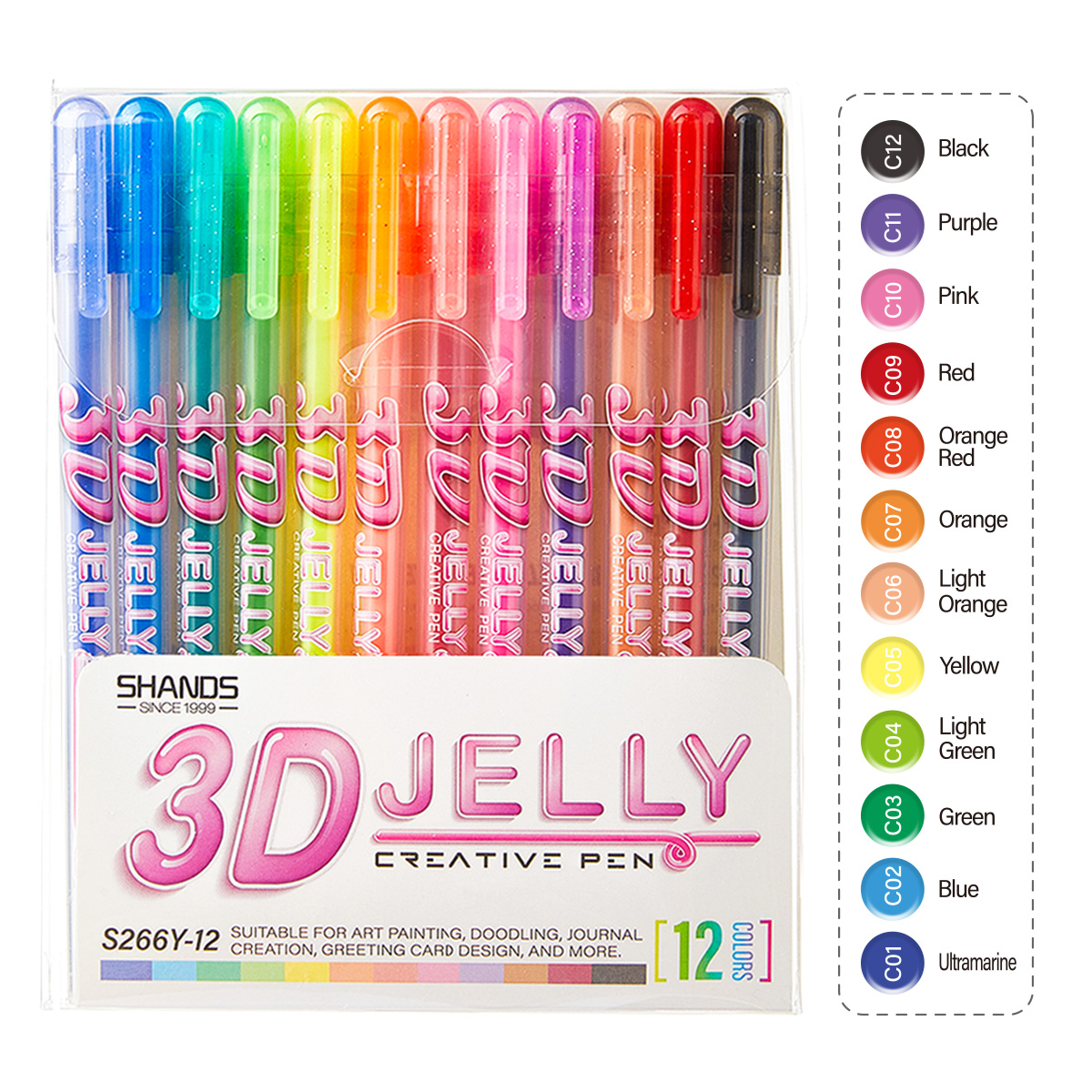 Chalk Bag - SHANDS 12-delige 3D Jelly gelpennen set,
